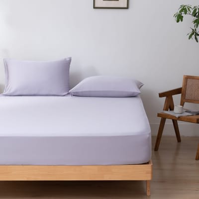 Bamboe hoeslaken Lavender Mist lila 180x200 cm – Standaard matras, zacht, ademend & hypoallergeen | Boomba Bamboo®