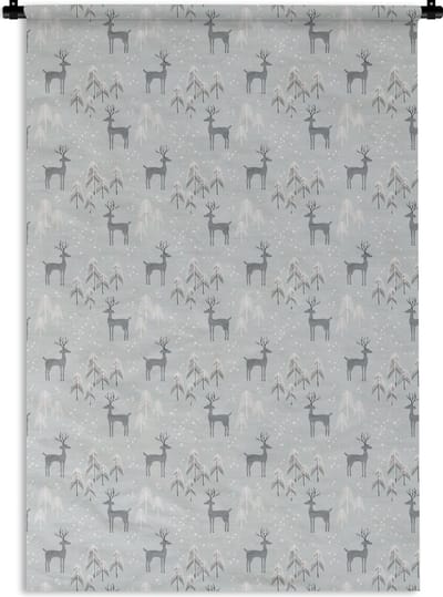 Wandkleed - Wanddoek - Patronen - Hert - Winter - 120x180 cm - Wandtapijt