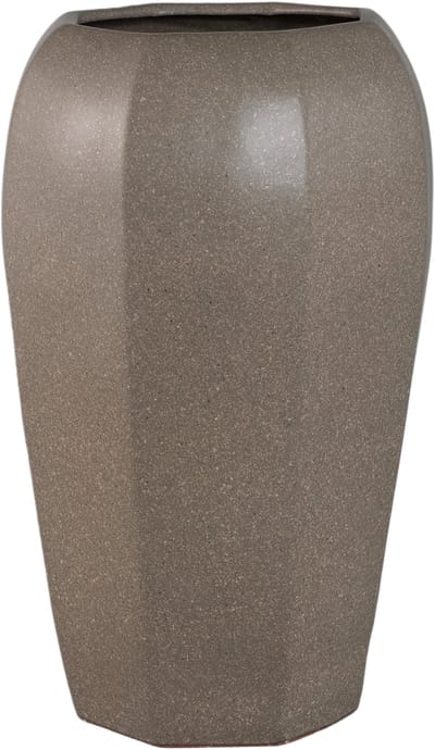 PTMD Myrick Dark Brown Ceramic Pot Octagon Shape L