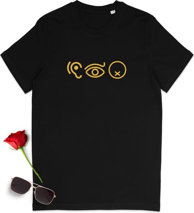 T Shirt Heren Dames - Horen Zien en Zwijgen - Zwart - S
