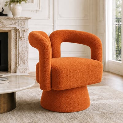 Fauteuil - Leesstoel - 360° draaibaar - Stof - Metalen onderstel - Verdikt kussen - Hoogwaardige spons - Huidvriendelijk materiaal - Draagvermogen tot 300 pond - Geel