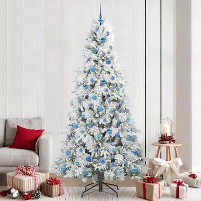vidaXL - Kunstmatige - Hinged - Kerstboom - met - 300 - LED - Wit - 240 - cm - PE - en - PVC
