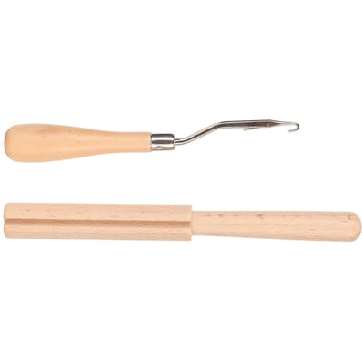 Houten Gebogen Haaknaald Gladde Handgreep Sterk Hout Multifunctioneel Gebogen Haaknaald met Draad