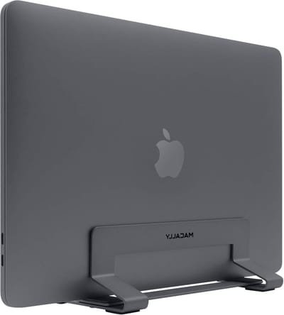 Laptop standaard — Ruimtebesparende stalen standaard voor MacBook Air Pro - spacegrijs