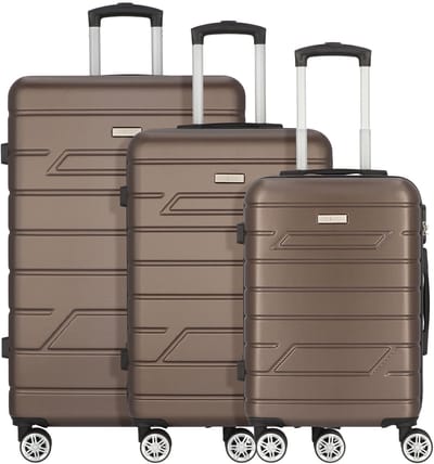 NOWI Bergamo 4 wielen Kofferset 3-delig - Harde bagage - Combinatieslot - bronze