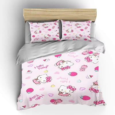 Hello Kitty Sanrio Beddengoedsets Dekbedovertrek Bedsprei Dekbedovertrek Kussensloop 2-3 Stuks Sets Schattige Slaapkamerdecoratie US Full 203x228cm