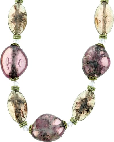 Behave® Lange lila ketting met doorzichtige kralen 93 cm - Nikkelvrij, Geschenkverpakking
