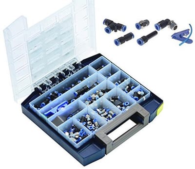 160-delige Multibox pneumatische steekverbinding connector set met slangsnijder