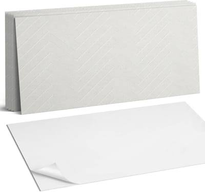 Coloray Plaktegels - Visgraatpatroon Wandtegel Zelfklevend - 60 cm x 30 cm - Wit Plaktegels - 6 stuks - Rechthoek PVC Tegels - Plaktegels Keuken - Zelfklevende Vloertegels Badkamer - Vinyl Tegels - Zelfklevende Wandtegels