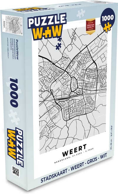 Puzzel Stadskaart - Weert - Grijs - Wit - Legpuzzel - Puzzel 1000 stukjes volwassenen - Plattegrond