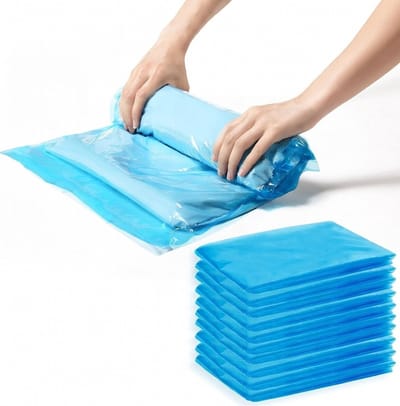 Famanu – Kleine oprolbare vacuüm opbergzakken voor kleding reizen 10 verpakkingen 40 x 60 cm herbruikbare opbergzakken bespaart 80% ruimte - geen vacuümmachine of pomp voor reizen - kleding - beddengoed