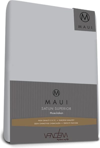 MAUI Satijn - Van Dem -  hoeslaken de luxe 80 x 200 cm zilver grijs