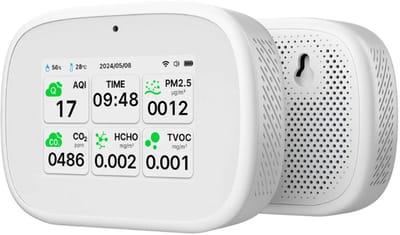 Luchtkwaliteitsmeter met CO2, Fijnstof PM1.0 PM2.5 PM10, TVOC, HCHO – 10-in-1 - Wifi Air Quality Monitor – Temperatuur, Luchtvochtigheid, AQI – Formaldehyde