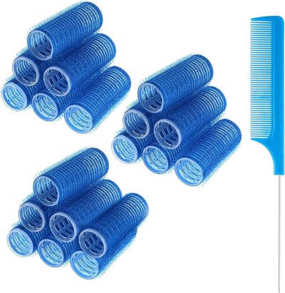 18 Krulrollers voor Haar zonder Hitte - Zelfklevende Haarrollers - Blauw - 20 mm
