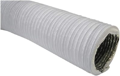 Ø 100 mm witte afvoerslang - lengte 1 m met aluminium isolatie - voor droger, airconditioning, afzuigkap - Combi-flexibele buis aluminium/PVC flexibele buis
