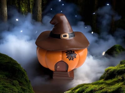 Handgemaakt Pompoen Huisje met Heksenhoed – Herfst & Halloween Decoratie – Bewaarpotje / Waxinelichthouder – Handgemaakt Cadeau van Little1Gifts
