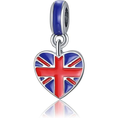 Europees Gloednieuw Koperen Metalen Hartvormig Nationale Vlag Hanger Kralen Component Kralen Component GeschiktVoor Authentieke Originele Armband Hoge Kwaliteit -A13828