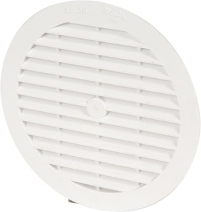 Ventilatie rooster - Rond met gaas - Luchttoevoer regelen - Vliegenhor ingebouwd - 125 mm diameter - Wit