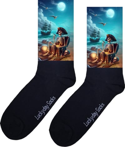 Piraat - Opkikker - Grappige sokken - Valentijns cadeau - Verjaardag cadeau - Sinterklaas cadeau - Leuke sokken - Vrolijke sokken - Luckyday Socks - Kerst Sokken - Vaderdag - Moederdag - Beterschap - Skelet - Sokken waar je vrolijk van wordt - 37-44