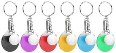 6 stuks tafeltennis sleutelring schattig mini pong design hanger sleutelhanger sleutelringen met racket en bal voor sportliefhebbers fans carnaval prijzen, Standaard