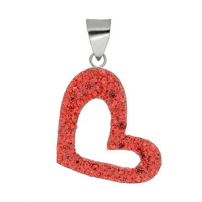 Blinx Jewels Zilveren Hanger Rood Hartje Steentjes Strass