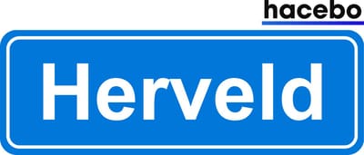 Hacebo - Plaatsnaam Sticker - 29x10 CM - Herveld sticker - Verkeersborden sticker - grappige cadeaus - Herveld
