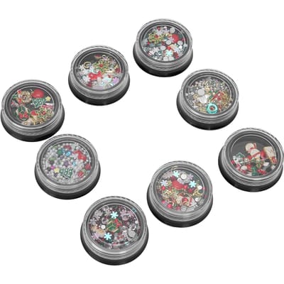 8 stuks Kerst Nail Art Strass Steentjes Legering Klinknagel Kralen Nageldecoratie Manicure Tool gray