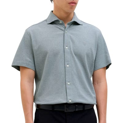 JACK&JONES JPRBLALANCE PIQUE S/S SHIRT SMU Heren Overhemd - Stormy Sea