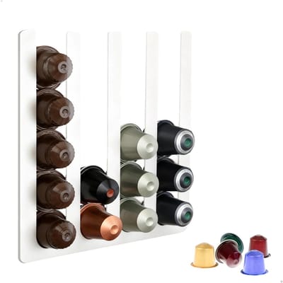Dailygoods- Koffiecapsulehouder 20 Capsules - Capsulehouder - Plakband Bevestiging - Verticaal/Horizontaal - Ruimtebesparend - Eenvoudige Installatie