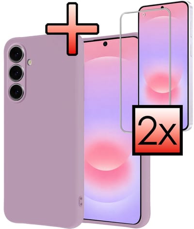 Hoesje - Met 2x Screenprotector - Geschikt voor Samsung Galaxy A37 - Sterk & Shockproof - Back Cover - Siliconen Case - Telefoon Hoes - Lila