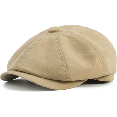 BOTVELA Heren Newsboy Gatsby Hoed 100% Katoen Vintage Platte Ivy Rijden Cabbie Pet 62cm kaki