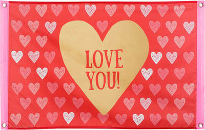 Boland - Polyester vlag 'LOVE YOU!' - Geen thema - Valentijn - Feestversiering - Liefde - Hart