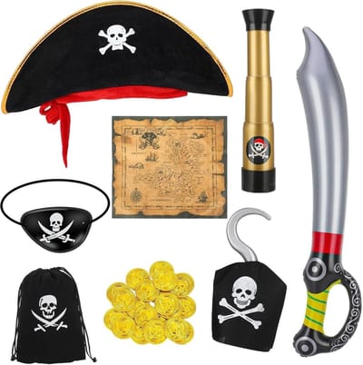 Piratenaccessoires set met 8 onderdelen voor avontuurlijke kinderen en feestjes