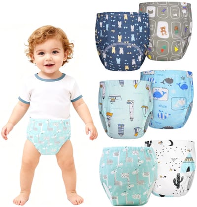 6-pack baby-trainingsbroekjes - Trainingsbroekjes voor baby's - Ademende katoenen luiers voor kinderen - Wasbaar - Herbruikbaar - Geschikt voor jongens en meisjes - Maat 90