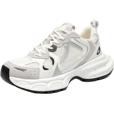 Daddy Schoenen Dames Lente en Zomer Nieuw Ademend Mesh Oppervlak Casual Koppelmodellen Grote Maat Dames Schoenen Dikke Zool Sportschoenen Heren 40 white