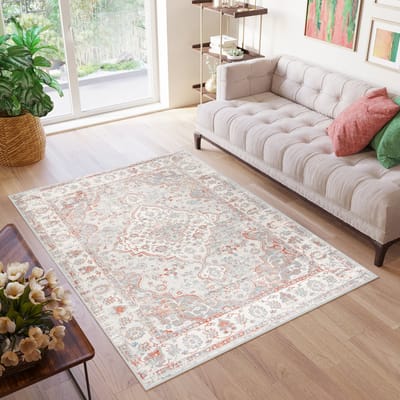 Tapiso Valley Vloerkleed Oranje Grijs Laagpolig Vintage Tapijt Maat- 160x220