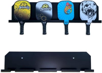 Pickleball Paddle Rek - Sportrek - Sport Organisatie - Houdt 4 of 8 Paddles - 36"L x 7"H - Zwart