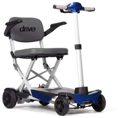 Scootmobiel Manual Fold+ - Compact opvouwbaar - Blauw - Verhoogd zitcomfort - Ideaal om mee te nemen - Inclusief armsteunen - Actieradius tot 15 km - Drive Devilbiss Healthcare