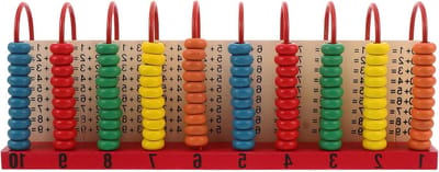 Houten Telraam - Rekenhulpmiddel Kinderen - Basis Rekenoefeningen - Stimuleert Zelfstandig Leren - 29 x 10.7 cm - Multicolor