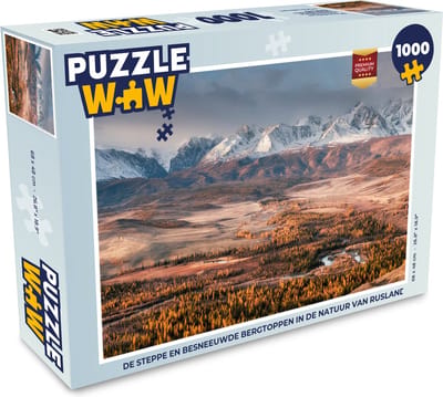 Puzzel De steppe en besneeuwde bergtoppen in de natuur van Rusland - Legpuzzel - Puzzel 1000 stukjes volwassenen