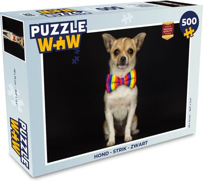 Puzzel Hond - Strik - Zwart - Legpuzzel - Puzzel 500 stukjes