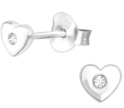 Joy|S - Zilveren petit hartje - 4 mm - kristal - kinderoorbellen