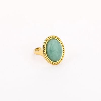 Bijoutheek Ring (Sieraad) Ovaal Groot Steen Goudkleurig Light Green