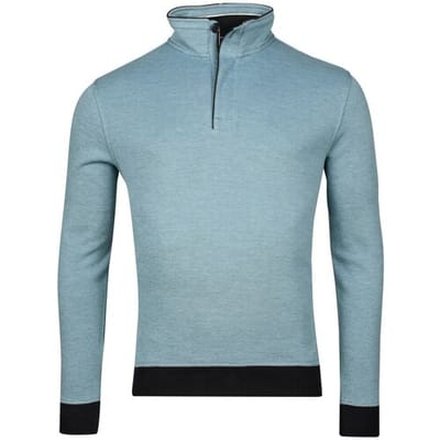 Baileys Trui Sweatshirt Half Zip Oxford Doubleface Jacquard Interlock Steel Blue / male