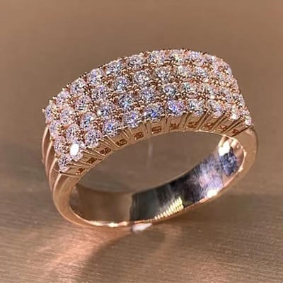 Bague pour doigt Huitan Couleur Or Rose Magnifique Bague de Fiançailles pour Femme Bijoux de Fête Accessoires Brillants de Luxe pour Dame pour Anniversaire 10 gray