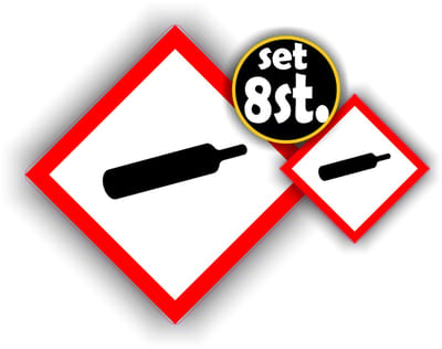 Jerma - Gasfles- gassen onder druk - Sticker - 4x 10cm- 4x 5cm - GHS04 - Weerbestendig - Zelfklevend -
