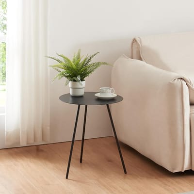 Ronde bijzettafel metaal 45x40 cm zwart