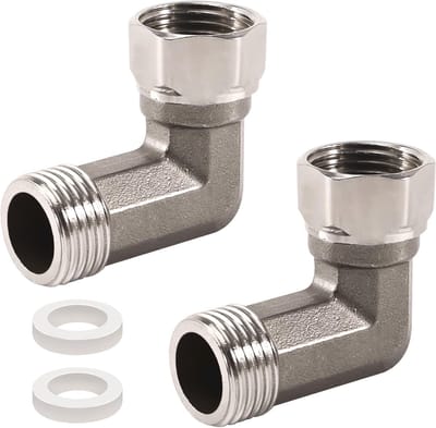 Verstelbare RVS Schroefverbinding 1/2 inch, 90° Hoekverbinder voor Waterinstallaties en Centrale Verwarming - Duurzaam en Corrosiebestendig