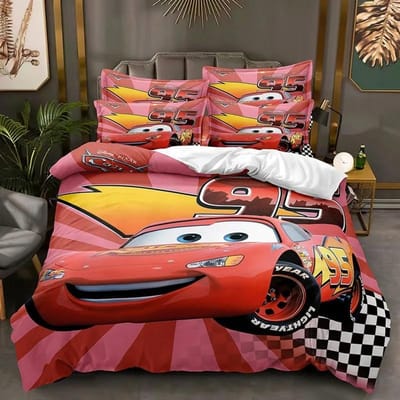 Cartoon Auto's Beddengoed Set Lightning McQueen Dekbedovertrek Jongens Beddengoed Beddengoed Cadeau voor Kinderen US Queen(228*228cm)3pcs