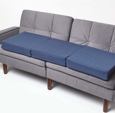 Homescapes bankkussen 150 x 50 cm voor 3-zits, donkerblauw - groot orthopedisch zitkussen